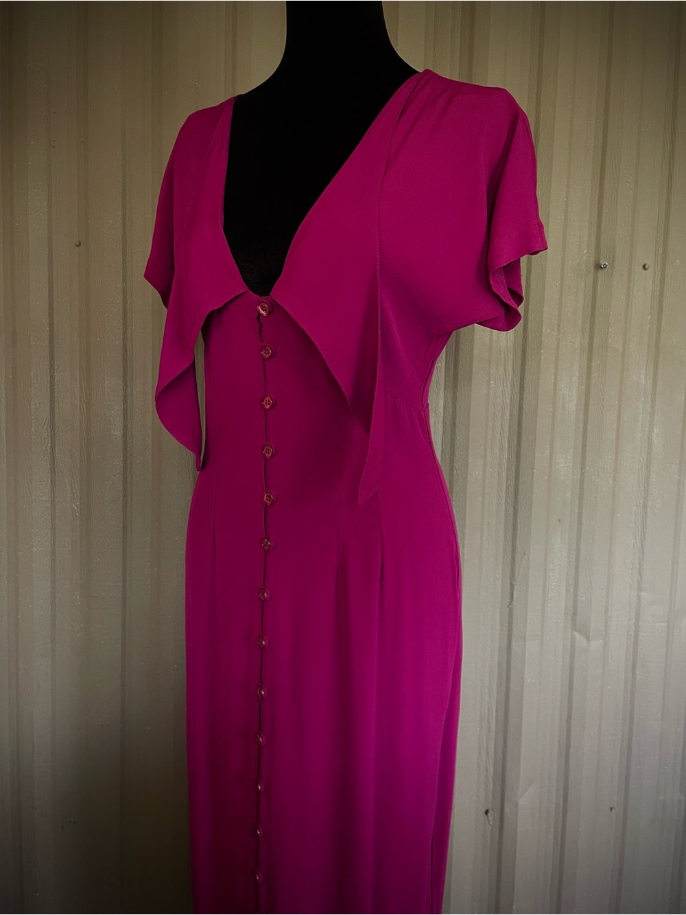 RARE VTG Karen Alexander Dress Rayon Button Front Midi Berry Purple sz 10